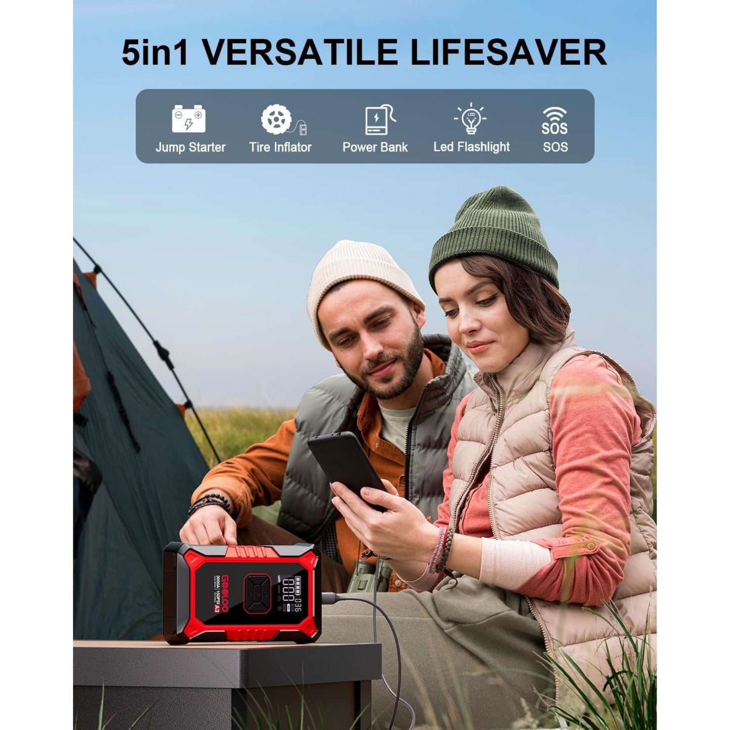 Portable Car Jump Starter 3000A