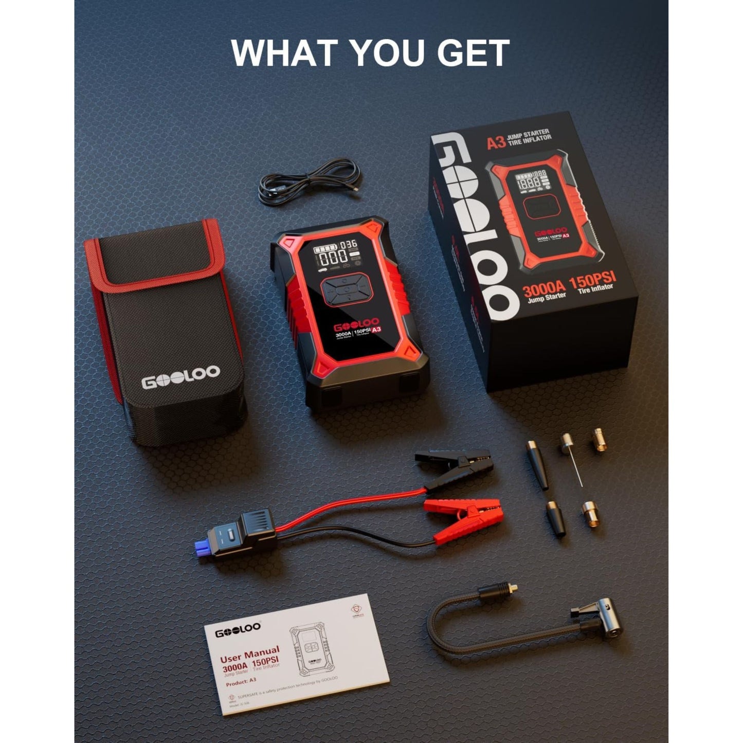 Portable Car Jump Starter 3000A